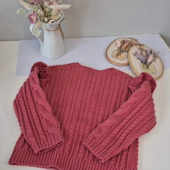 Beautiful Red Sweater with Ruffle Detail - Picture 4 of 4